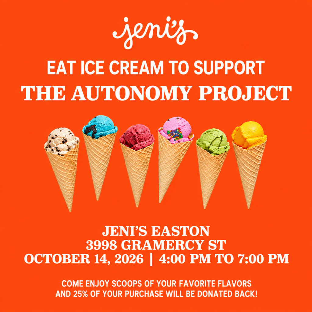 Jeni's at Easton for The Autonomy Project on October 14th 4 to 7 PM ET.