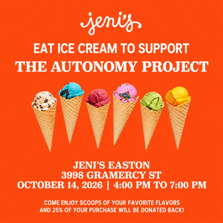 Jeni's at Easton for The Autonomy Project on October 14th 4 to 7 PM ET.