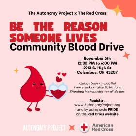The Autonomy Project and Red Cross Blood Drive on November 5th 2026 from 12:00 PM to 6:00 PM